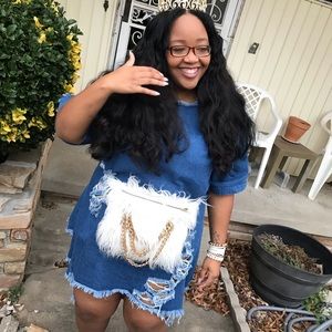 Plus Size Fashion Nova Distressed Denim Dress